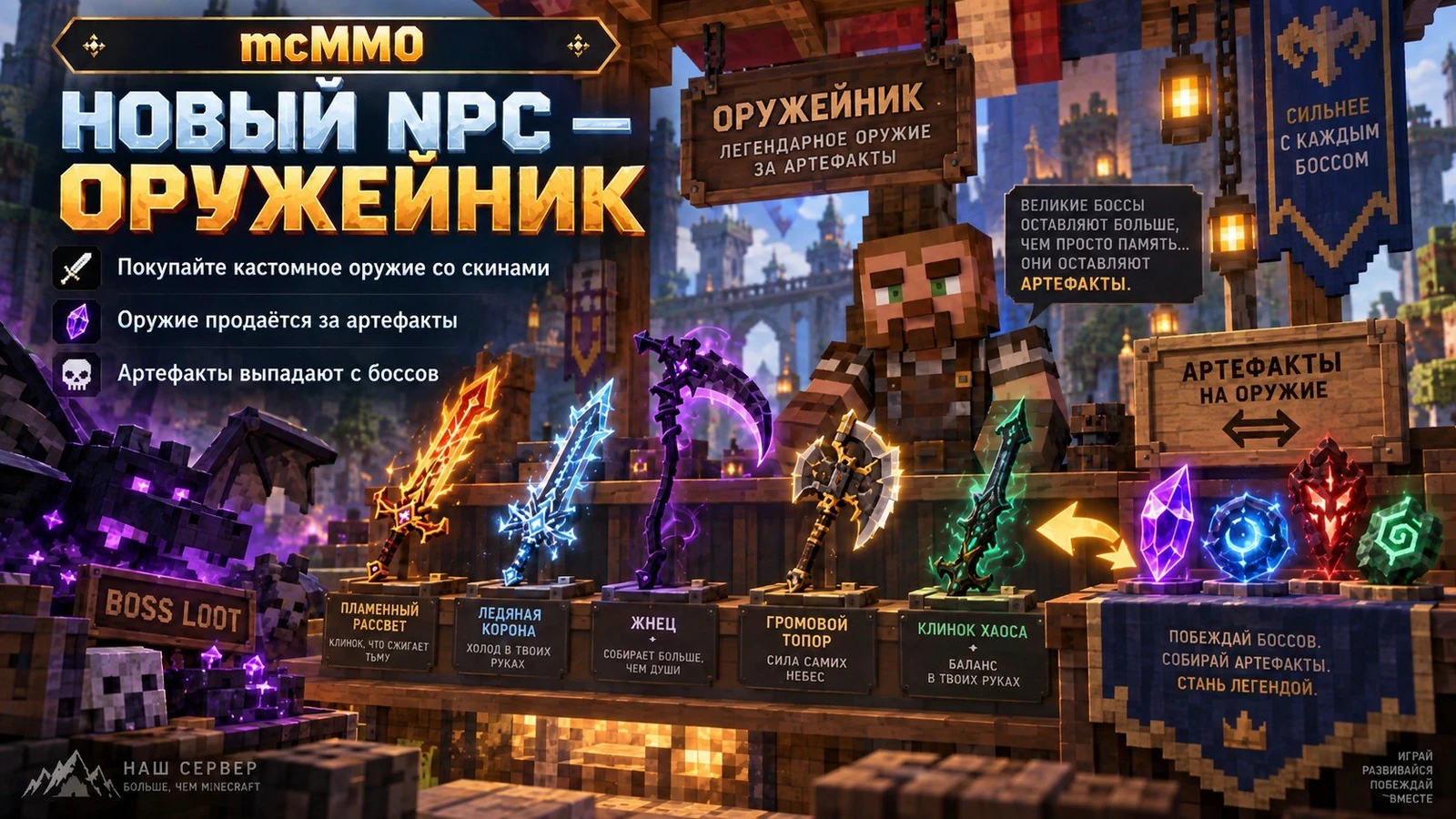 Обмен трофеев с боссов на ОРУЖИЕ