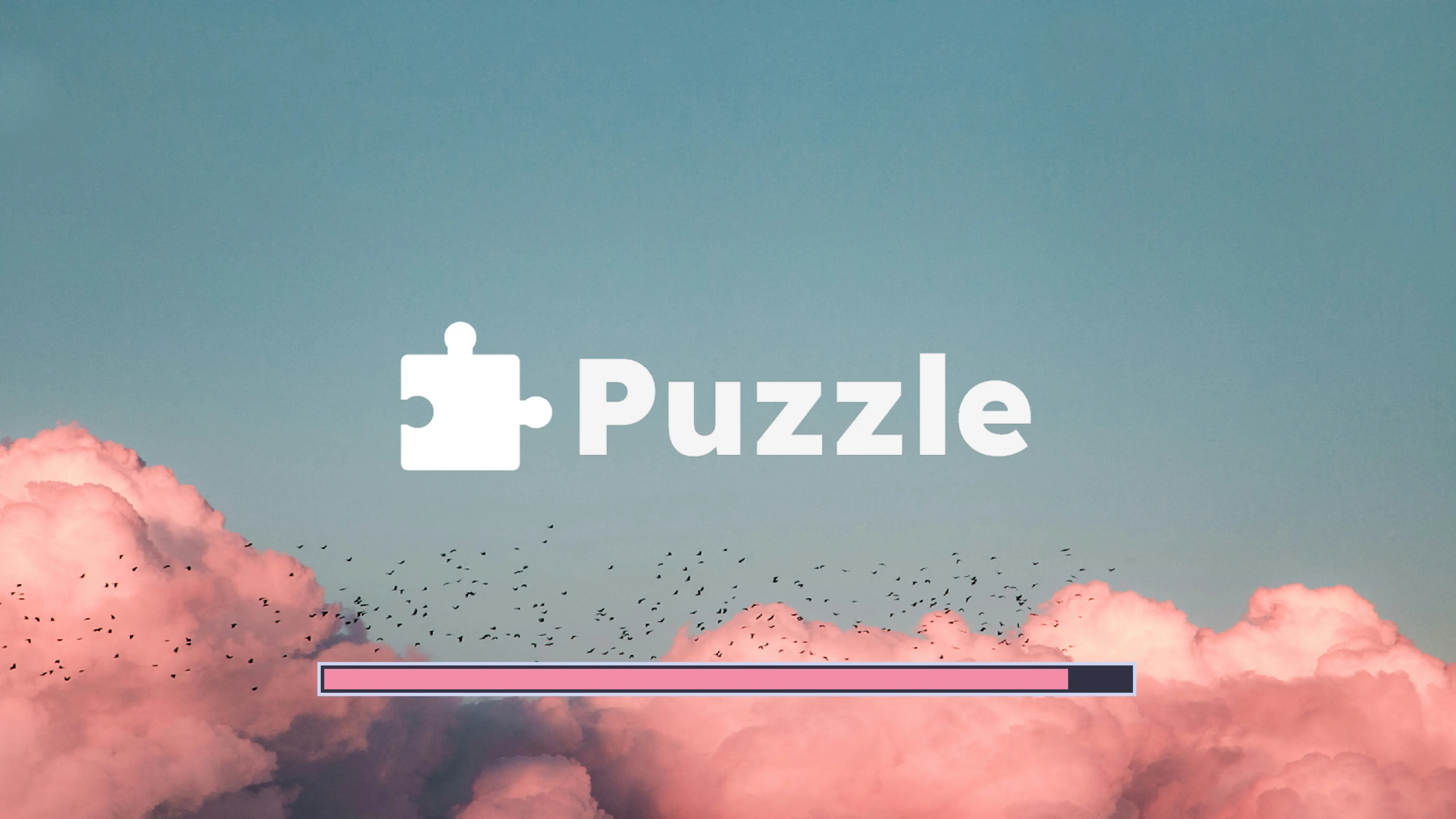 Настроенная заставка с логотипом puzzle на фоне изображения заката
