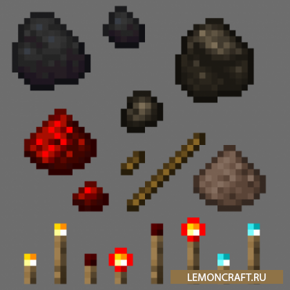 Мод на маленькие факелы Teeny Coal [1.17.1] [1.16.5]